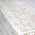 Mother of pearl inlay chest of drawers featuring intricate floral pattern in white and multitone, handcrafted furniture piece
